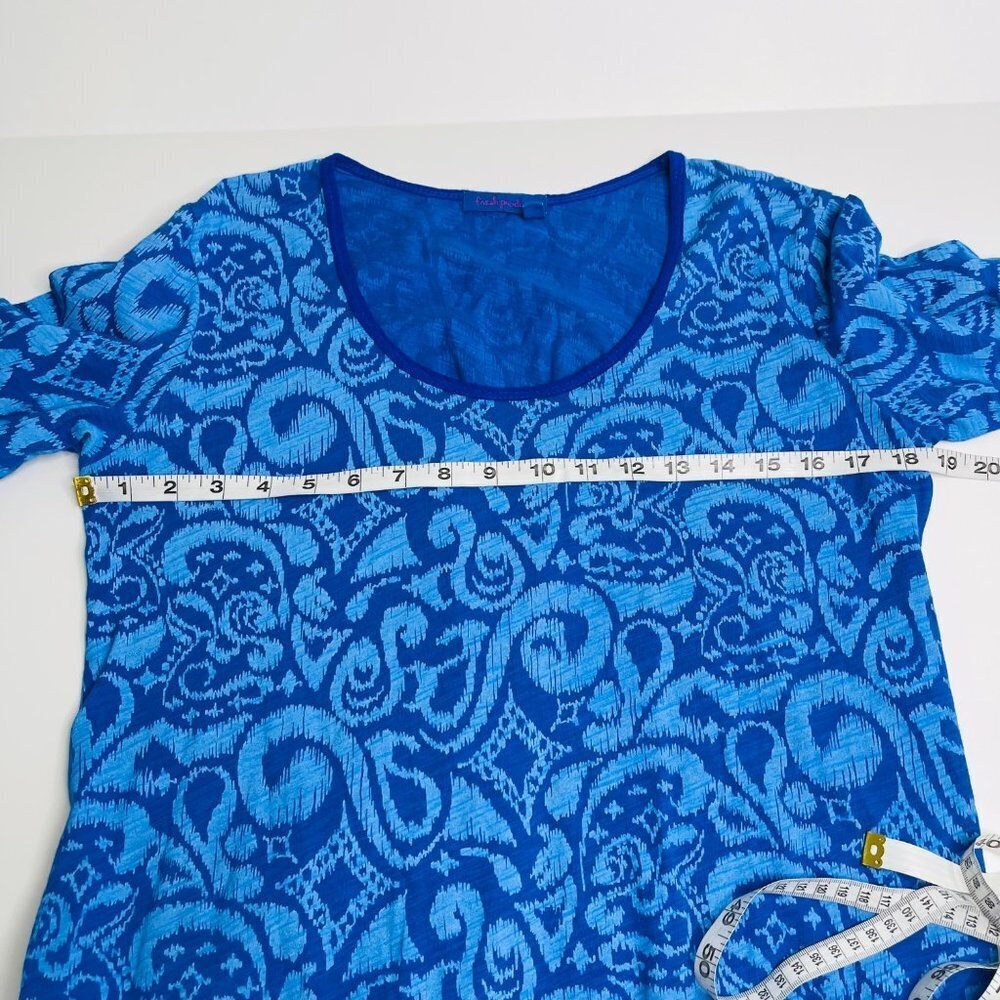 Fresh Produce Tunic Top Women XS Blue Floral Lagenlook Beach Coastal Button Back - Picture 8 of 10